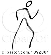 Poster, Art Print Of Black And White Stick Man Athlete Walking