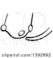 Clipart Of A Black And White Olympic Gymnast Stick Man Athlete On Rings Royalty Free Vector Illustration by Zooco