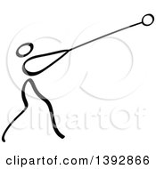 Poster, Art Print Of Black And White Track And Field Stick Man Athlete Hammer Throwing