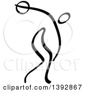 Black And White Track And Field Stick Man Athlete Discus Thrower