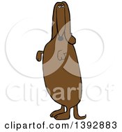 Clipart Of A Cartoon Dachshund Dog Standing Upright And Begging Royalty Free Vector Illustration