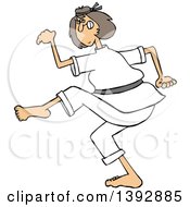 Cartoon Caucasian Martial Artist Karate Woman