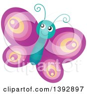 Clipart Of A Happy Purple Butterfly Royalty Free Vector Illustration by visekart