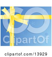 Yellow Bow Over Blue Snowflake Christmas Wrapping Paper