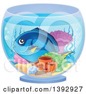 Poster, Art Print Of Hippo Blue Tang Marine Fish In A Bowl