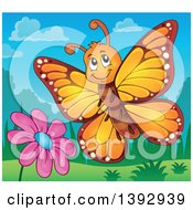 Poster, Art Print Of Happy Orange Butterfly