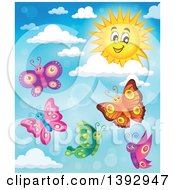 Clipart Of Happy Butterflies Royalty Free Vector Illustration