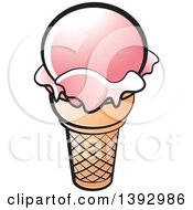 Clipart Of A Strawberry Ice Cream Cone Royalty Free Vector Illustration by Lal Perera