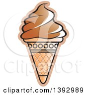 Clipart Of A Chocolate Waffle Ice Cream Cone Royalty Free Vector Illustration