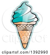 Poster, Art Print Of Blue Waffle Ice Cream Cone