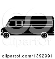 Clipart Of A Black And White Van Royalty Free Vector Illustration