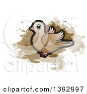 Clipart Of A Dove Over Brown Paint Strokes Royalty Free Vector Illustration by Lal Perera