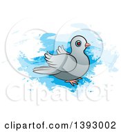 Poster, Art Print Of Dove Over Blue Paint Strokes