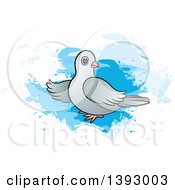 Clipart Of A Dove Over Blue Paint Strokes Royalty Free Vector Illustration by Lal Perera