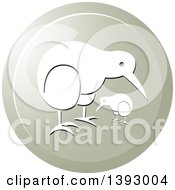 Poster, Art Print Of Round Kiwi Bird And Chick Icon