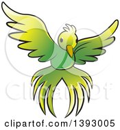 Poster, Art Print Of Flying Green Bird
