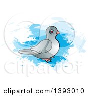 Clipart Of A Dove Over Blue Paint Strokes Royalty Free Vector Illustration by Lal Perera