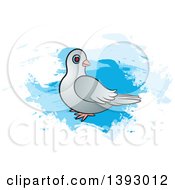 Poster, Art Print Of Dove Over Blue Paint Strokes