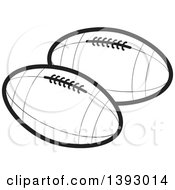 Poster, Art Print Of Black And White Rugby Footballs