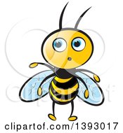 Clipart Of A Surprised Blue Eyed Bee Royalty Free Vector Illustration