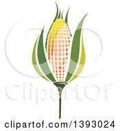 Clipart Of A Golden Ear Of Corn With Green Husks Royalty Free Vector Illustration by Lal Perera