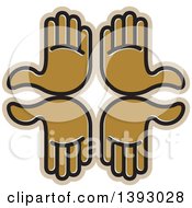 Clipart Of A Group Of Four Brown Hands Royalty Free Vector Illustration