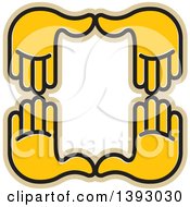Clipart Of A Group Of Four Yellow Hands Making A Frame Royalty Free Vector Illustration