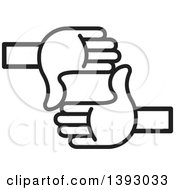 Clipart Of A Black And White Hands Forming A Rectangle Royalty Free Vector Illustration