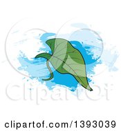 Poster, Art Print Of Kangkung Leaf Over Blue Paint Strokes