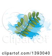 Poster, Art Print Of Kathurumurunga Leaf Branch Over Blue Paint Strokes