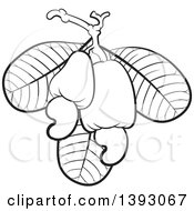 Clipart Of Black And White Cashew Fruits Nuts And Leaves Royalty Free Vector Illustration by Lal Perera