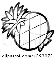 Clipart Of A Black And White Lineart Pineapple Royalty Free Vector Illustration