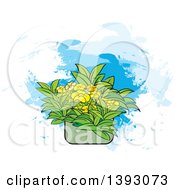 Poster, Art Print Of Flowers In A Pot Over Paint Strokes