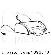 Clipart Of A Black And White Desktop Printer Royalty Free Vector Illustration