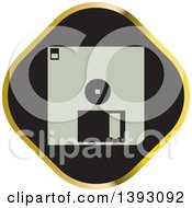 Black And Gold Floppy Disk Icon
