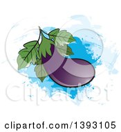 Poster, Art Print Of Purple Eggplant Over Blue Paint Strokes