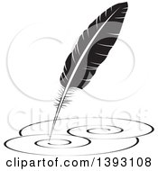 Clipart Of A Feather Quill Writing Swirls Royalty Free Vector Illustration