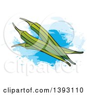 Poster, Art Print Of Ladyfinger Okra Over Paint Strokes