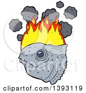 Clipart Of A Cartoon Stinky Flaming Fish Head Royalty Free Vector Illustration by lineartestpilot