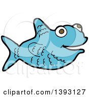 Clipart Of A Cartoon Blue Fish Royalty Free Vector Illustration
