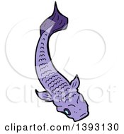 Clipart Of A Purple Koi Carp Fish Royalty Free Vector Illustration