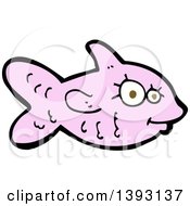 Clipart Of A Cartoon Pink Fish Royalty Free Vector Illustration