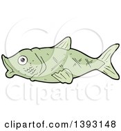 Clipart Of A Cartoon Green Fish Royalty Free Vector Illustration