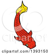 Clipart Of A Red Koi Carp Fish Royalty Free Vector Illustration by lineartestpilot