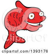 Clipart Of A Cartoon Red Fish Royalty Free Vector Illustration