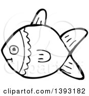 Poster, Art Print Of Cartoon Black And White Lineart Fish