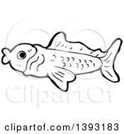 Poster, Art Print Of Cartoon Black And White Lineart Fish