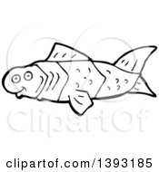 Poster, Art Print Of Cartoon Black And White Lineart Fish