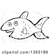 Poster, Art Print Of Cartoon Black And White Lineart Fish
