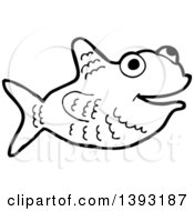 Poster, Art Print Of Cartoon Black And White Lineart Fish